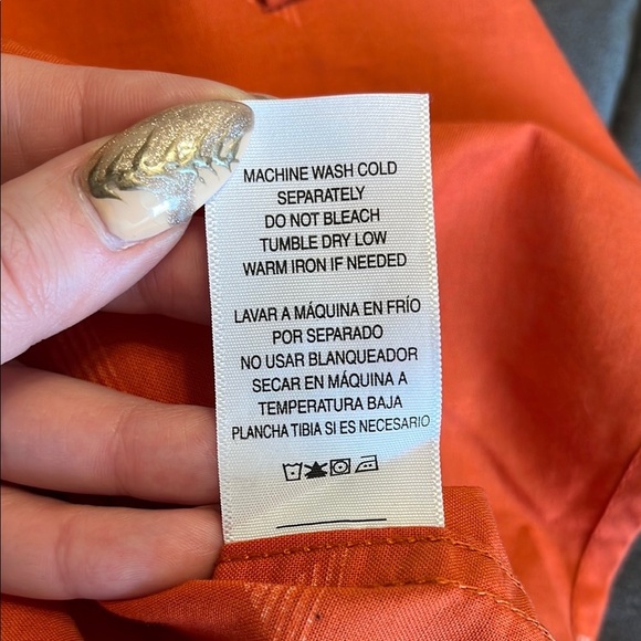 Roebuck & Co by Sears Quirky Retro Orange Casual Button Down White Triangles - Picture 4 of 6